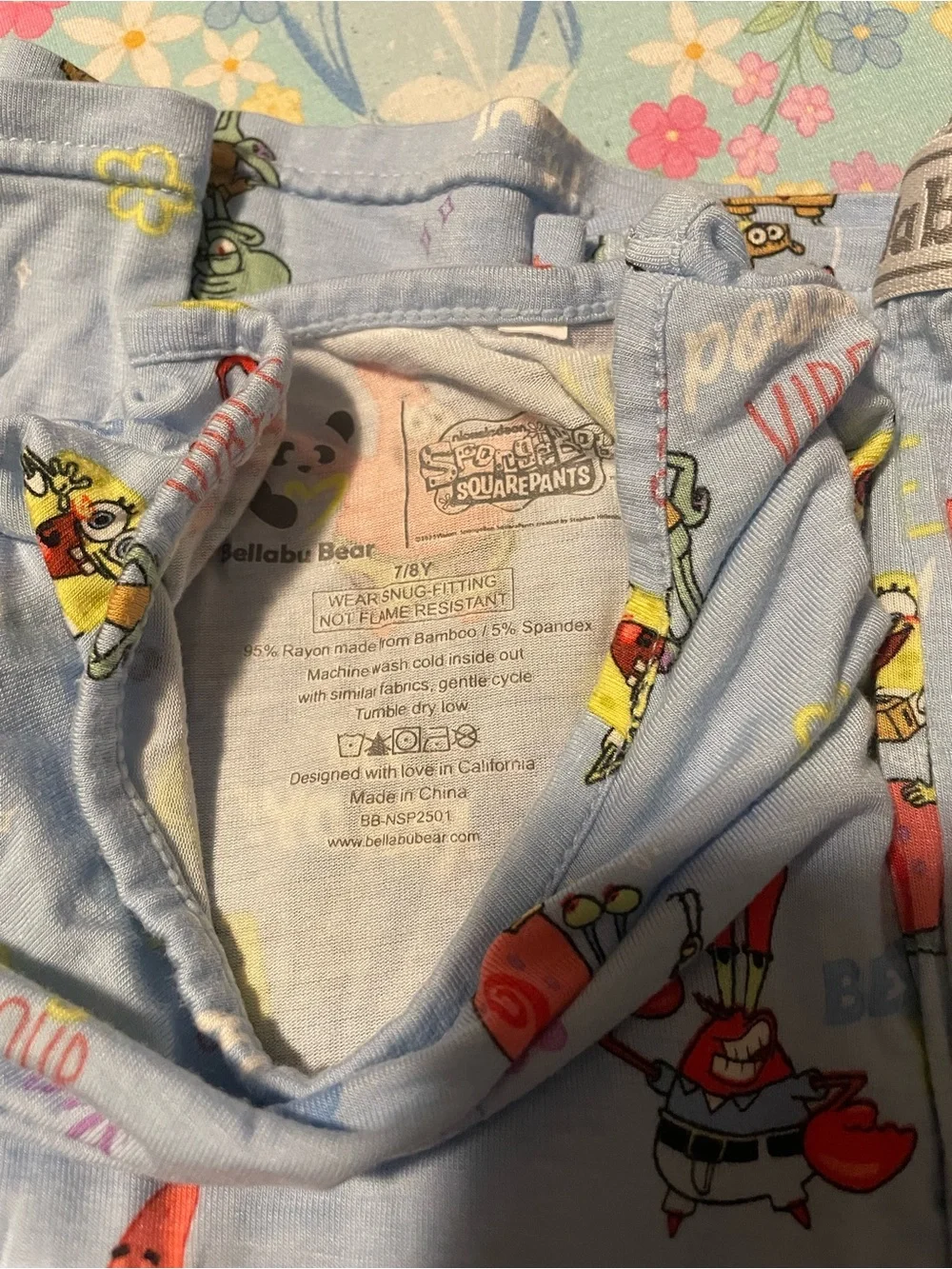 Bellabu Bear SpongeBob SquarePants: Good Vibes Bamboo Kids Pajama Short Set